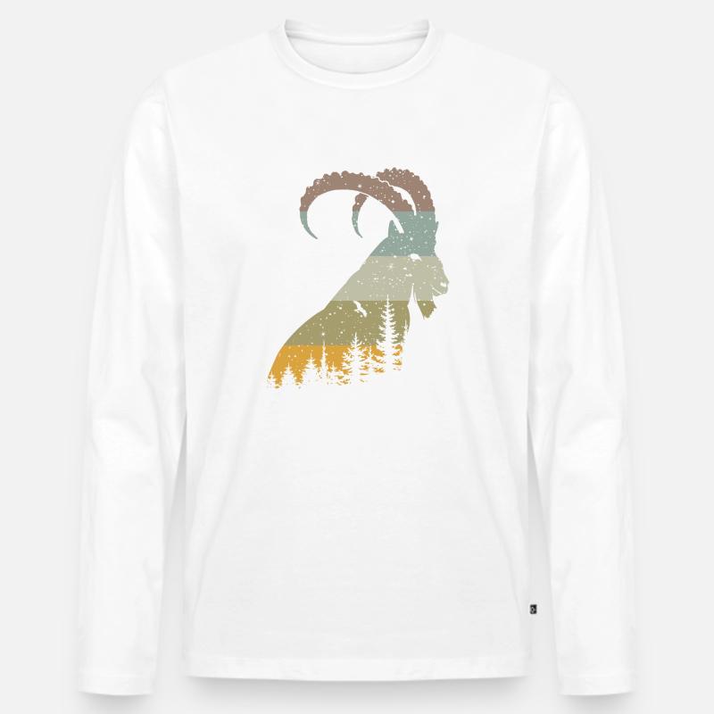 Steinbock - Männer Premium Bio Langarmshirt - Weiß