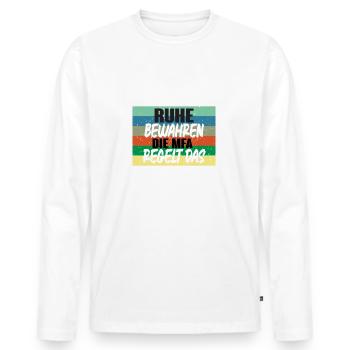 Ruhe bewahren die MFA regelt das - Männer Premium Bio Langarmshirt - Weiß - Vorne - Nico (187cm)
