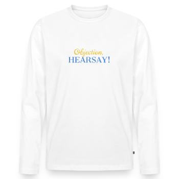 Objection Hearsay - Männer Premium Bio Langarmshirt - Weiß - Vorne - Nico (187cm)