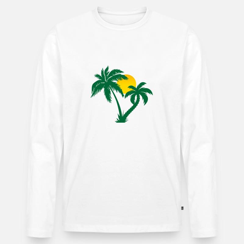 Palmen - Männer Premium Bio Langarmshirt - Weiß