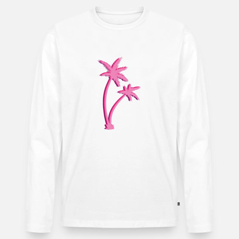 Palmen - Männer Premium Bio Langarmshirt - Weiß