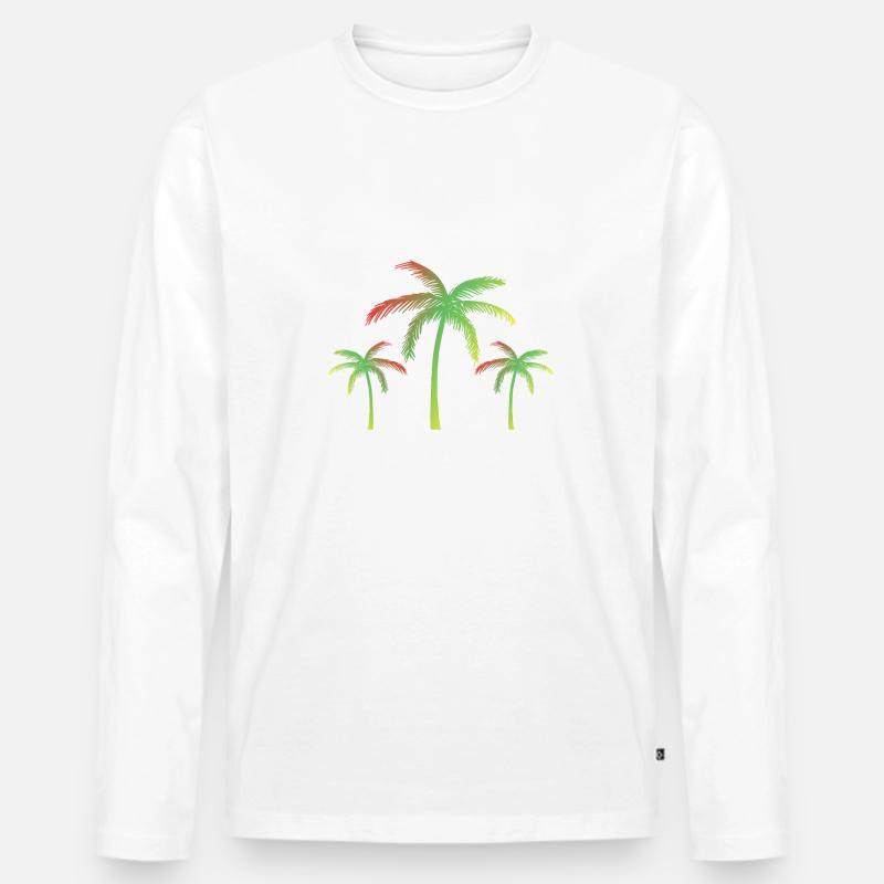 Palmen - Männer Premium Bio Langarmshirt - Weiß