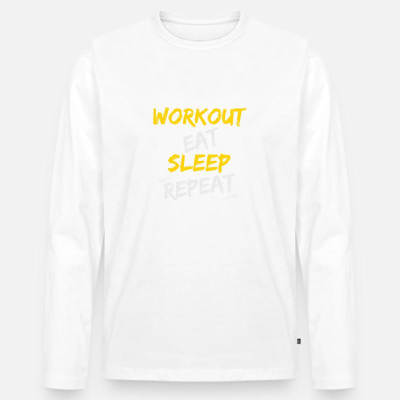 workout eat sleep repeat - Männer Premium Bio Langarmshirt - Weiß