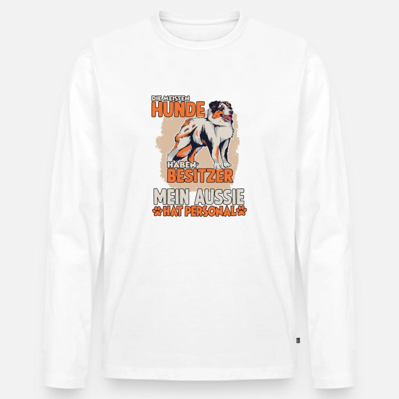 Australian Shepherd Hundebesitzer lustiges Aussie - Männer Premium Bio Langarmshirt - Weiß