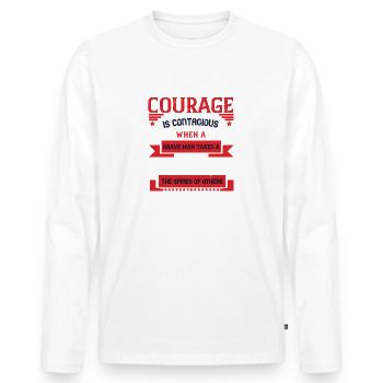 Mut ist ansteckend. Wenn ein tapferer Mann eine - Männer Premium Bio Langarmshirt - Weiß - Vorne - Nico (187cm)