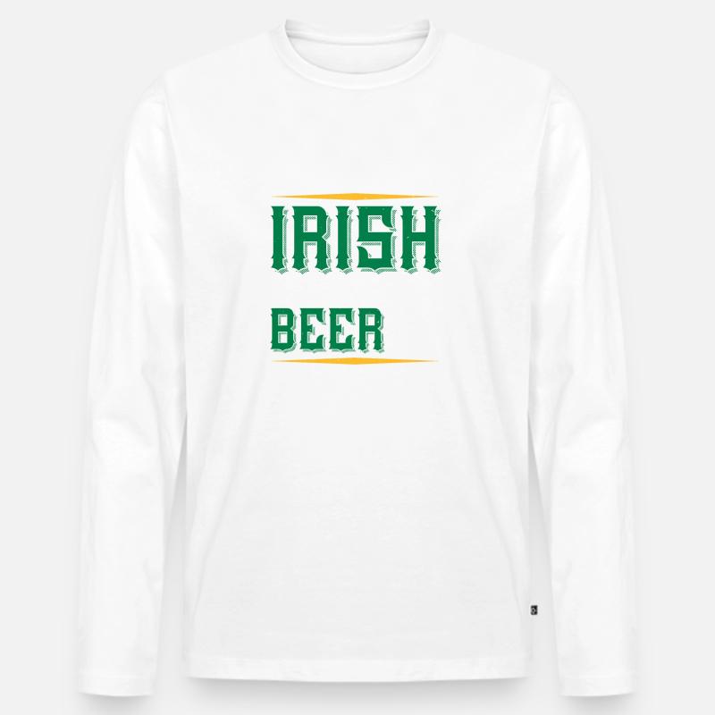 Irisch warst du Bier - Männer Premium Bio Langarmshirt - Weiß