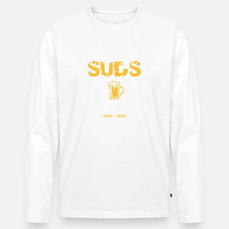 SUDS BIER - Männer Premium Bio Langarmshirt - Weiß