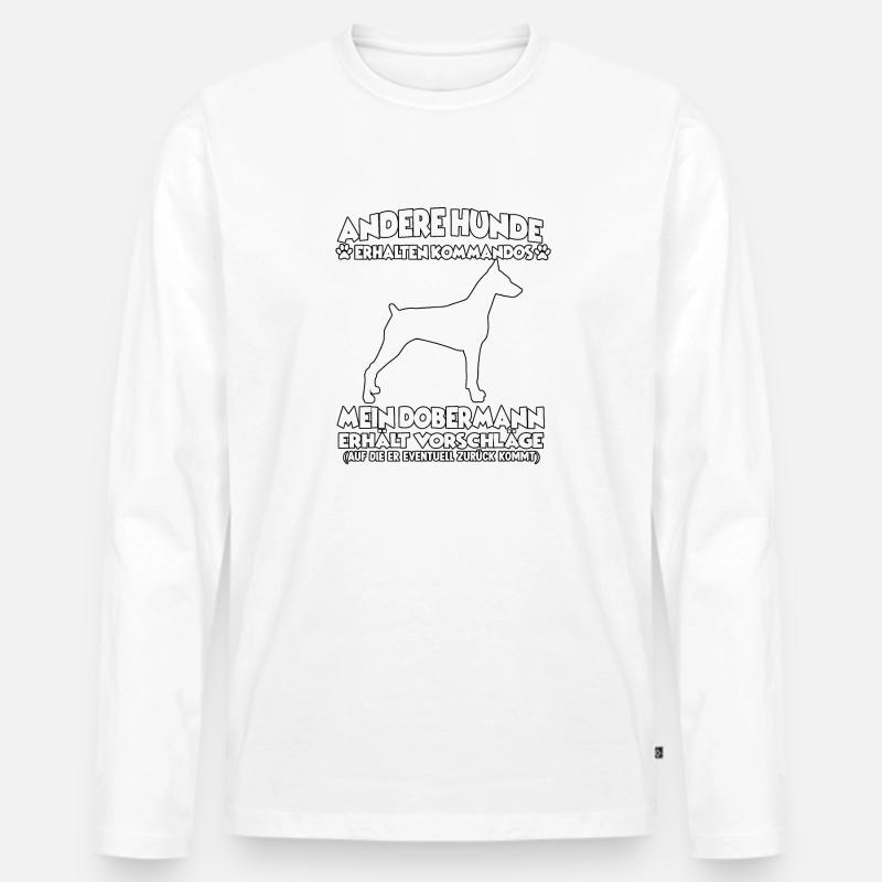 Witziges Obedience Dobermann Hundetraining Hunde - Männer Premium Bio Langarmshirt - Weiß