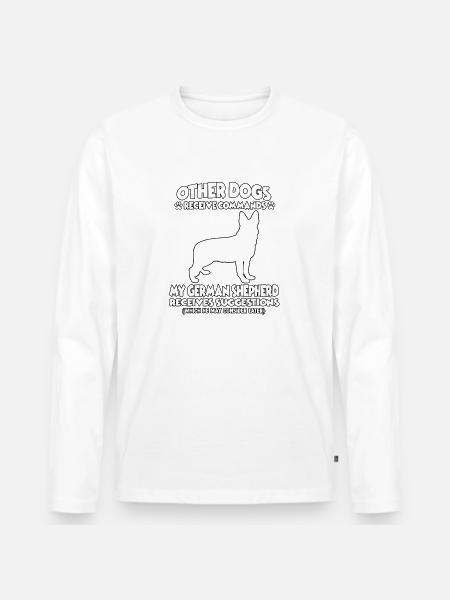 Funny Obedience German Shepherd Dogs - Men's Premium Organic Long Sleeve Shirt - white