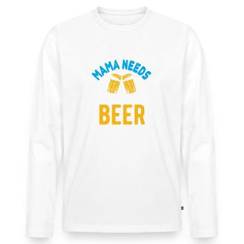 Maman a besoin d’une bière - T-shirt manches longues Premium bio Homme - blanc - Devant - Nico (187cm)