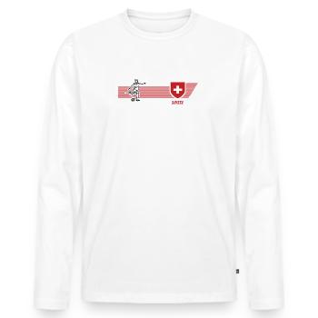 Suisse Nati Confédérés Patriotisme Fan de football - T-shirt manches longues Premium bio Homme - blanc - Devant - Nico (187cm)