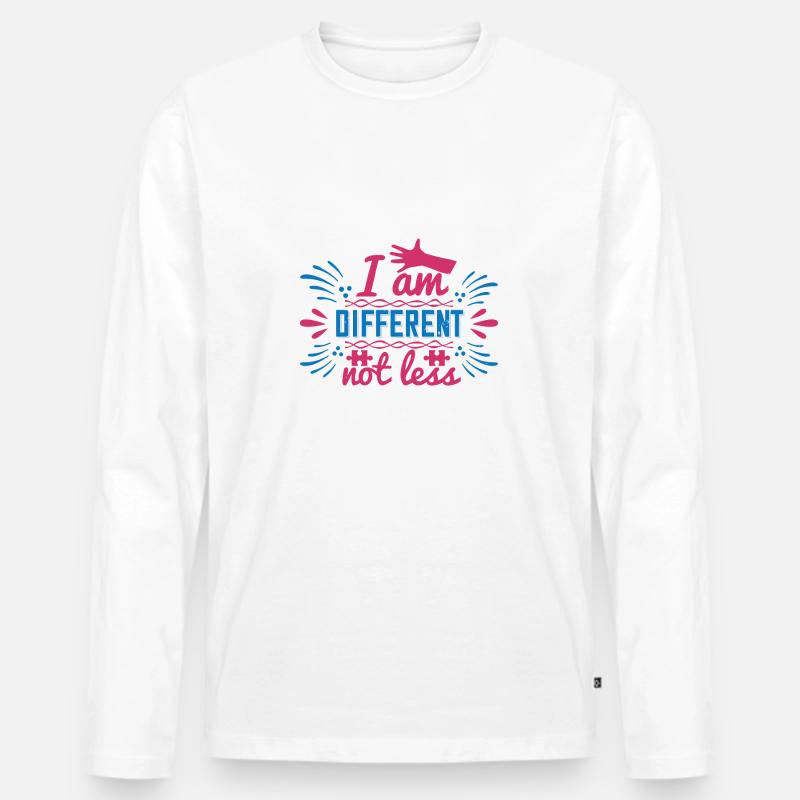 Ich bin anders, nicht weniger - Männer Premium Bio Langarmshirt - Weiß