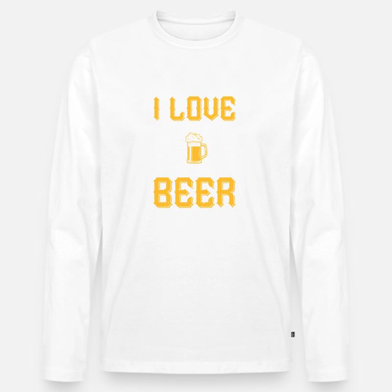 Ich liebe Bier - Männer Premium Bio Langarmshirt - Weiß