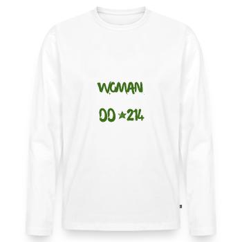 Frau mit DD-214 Female Veterans Day Cute Retro - Männer Premium Bio Langarmshirt - Weiß - Vorne - Nico (187cm)