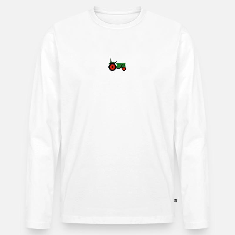 Ich bin ein BAUER mit viel POWER - lustiger Spruch - Männer Premium Bio Langarmshirt - Weiß