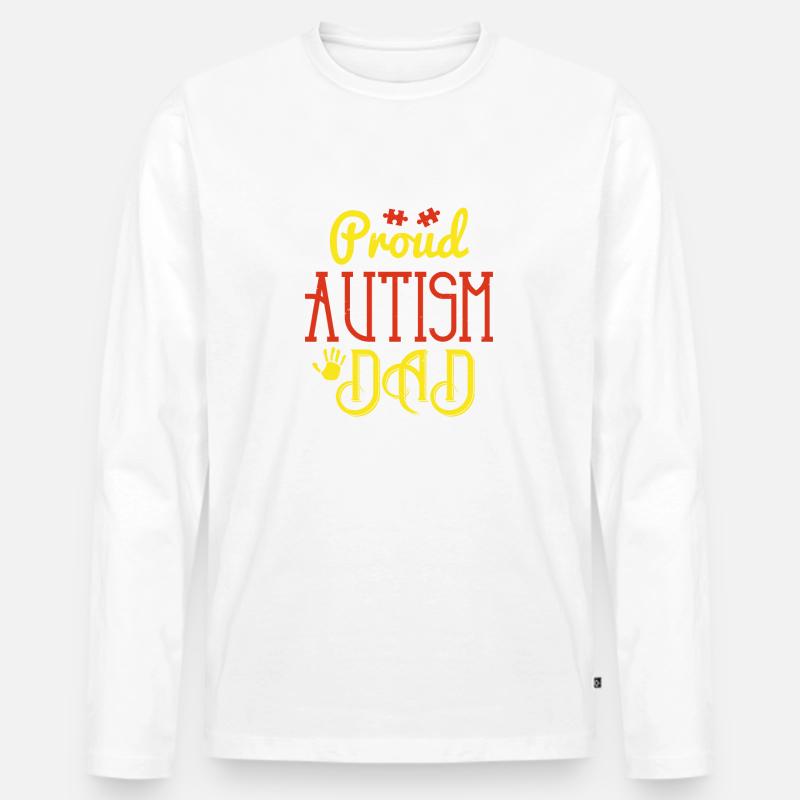 stolzer Autismus-Vater - Männer Premium Bio Langarmshirt - Weiß