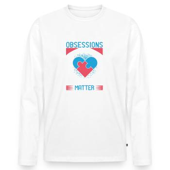 Les obsessions sont les seules choses qui comptent - T-shirt manches longues Premium bio Homme - blanc - Devant - Nico (187cm)