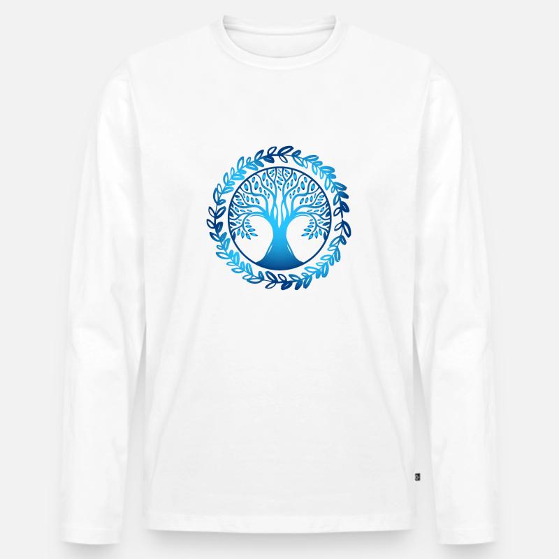 Baum - Männer Premium Bio Langarmshirt - Weiß