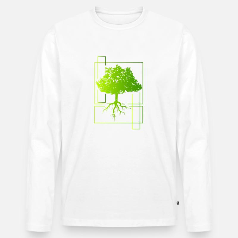 Baum - Männer Premium Bio Langarmshirt - Weiß