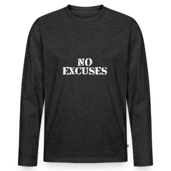Pas d’excuses - T-shirt manches longues Premium bio Homme - anthracite chiné - Devant - Nico (187cm)