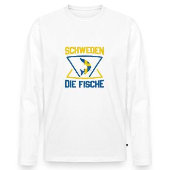 Angeln in Schweden Angeltrip nach Schweden - Männer Premium Bio Langarmshirt - Weiß - Vorne - Nico (187cm)