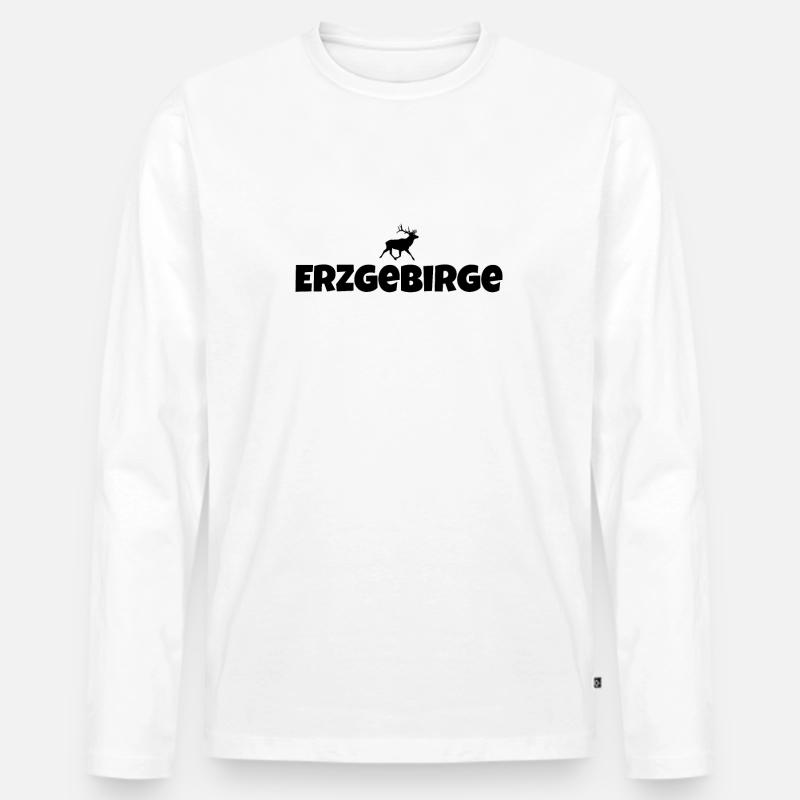 Erzgebirge Hirsch - Männer Premium Bio Langarmshirt - Weiß