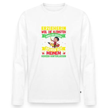Erzieherin Kindergarten Abschiedsgeschenk - Männer Premium Bio Langarmshirt - Weiß - Vorne - Nico (187cm)