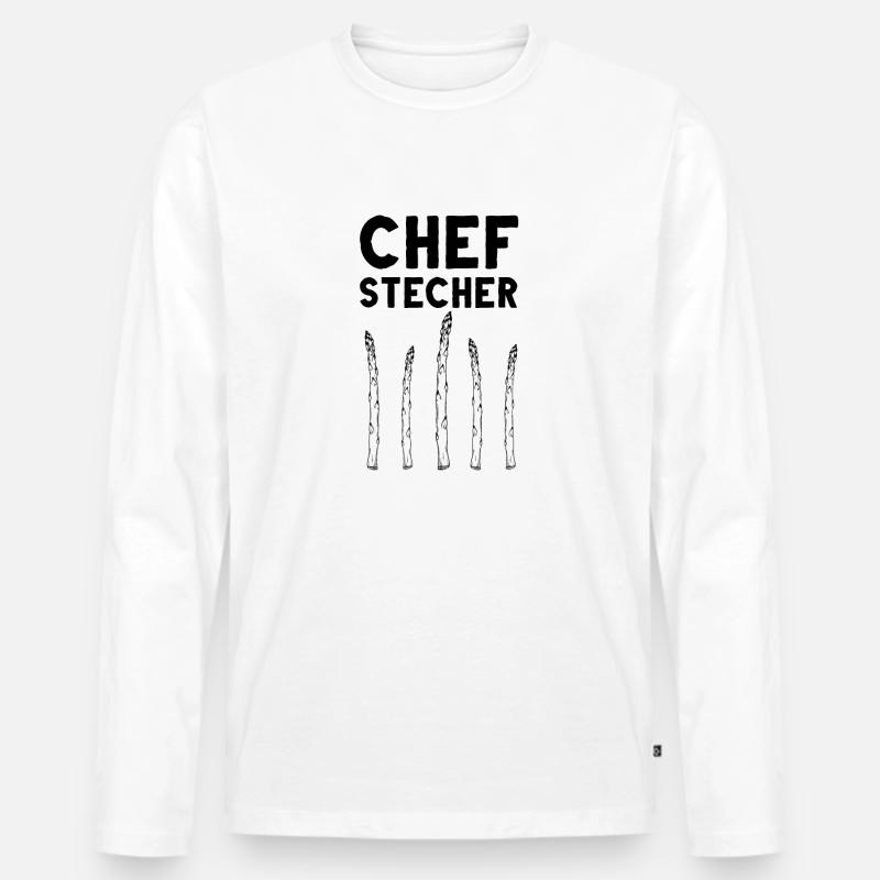 Chefstecher Spargelstecher Spargelernte Bauer - Männer Premium Bio Langarmshirt - Weiß