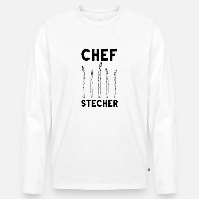 Chefstecher Spargelstecher Spargelernte Bauer - Männer Premium Bio Langarmshirt - Weiß