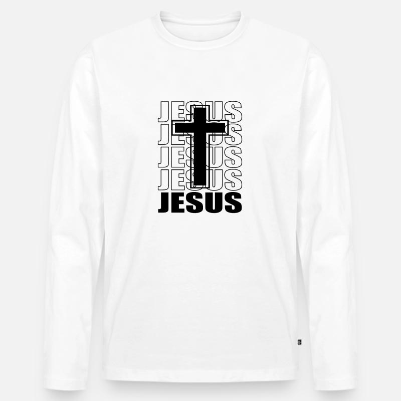 Jesus Geschenk - Männer Premium Bio Langarmshirt - Weiß