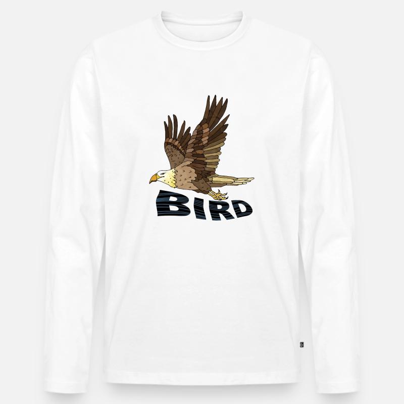 Vogel - Männer Premium Bio Langarmshirt - Weiß