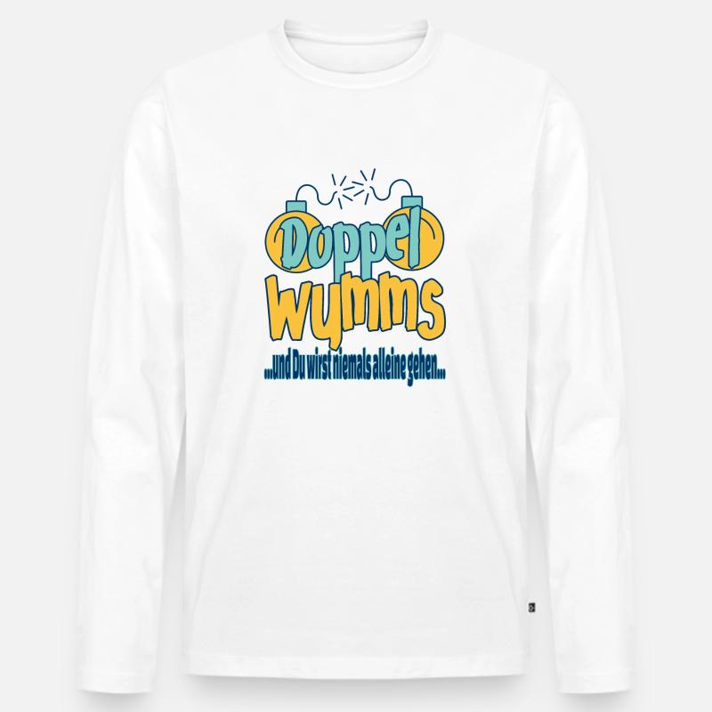 Doppelwumms - Männer Premium Bio Langarmshirt - Weiß