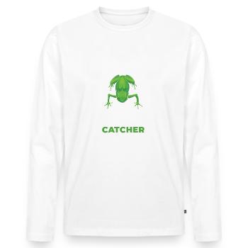 Der Weltbeste Froschfänger - Männer Premium Bio Langarmshirt - Weiß - Vorne - Nico (187cm)