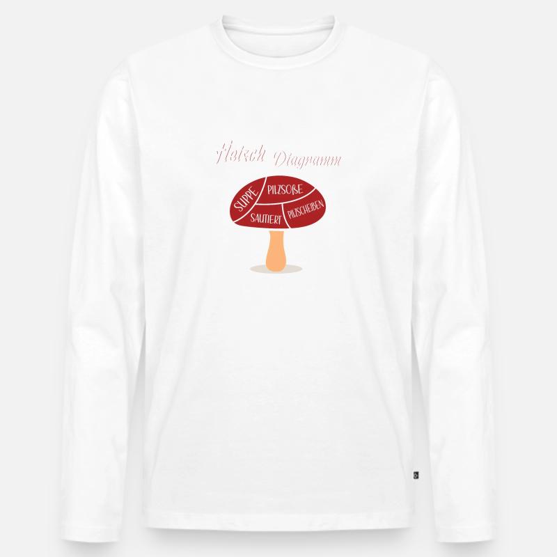 PILZ FLEISCH DIAGRAMM - Männer Premium Bio Langarmshirt - Weiß