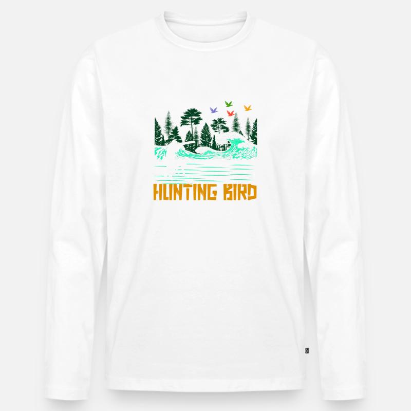 Jäger - Männer Premium Bio Langarmshirt - Weiß