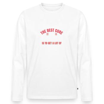 the best cure for insomnia is to get a lot of - Men's Premium Organic Long Sleeve Shirt - white - Front - Nico (187cm)