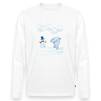 mignon bonhomme de neige d’hiver et vent - T-shirt manches longues Premium bio Homme - blanc - Devant - Nico (187cm)