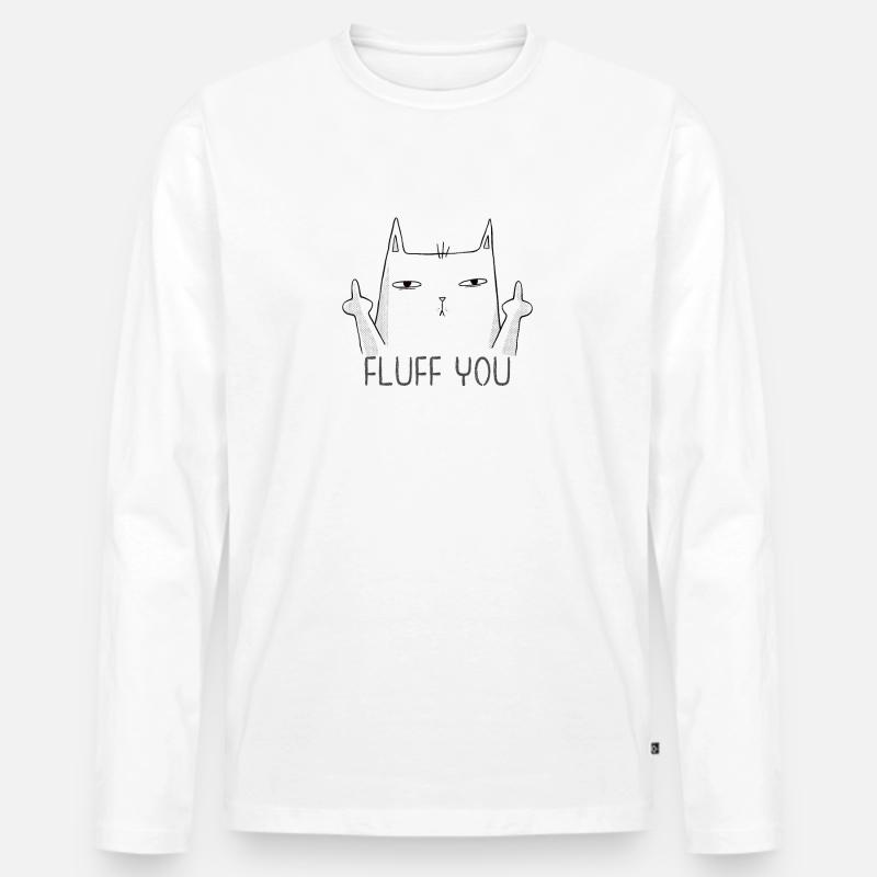 Fluff du sarkastische Katze - Männer Premium Bio Langarmshirt - Weiß
