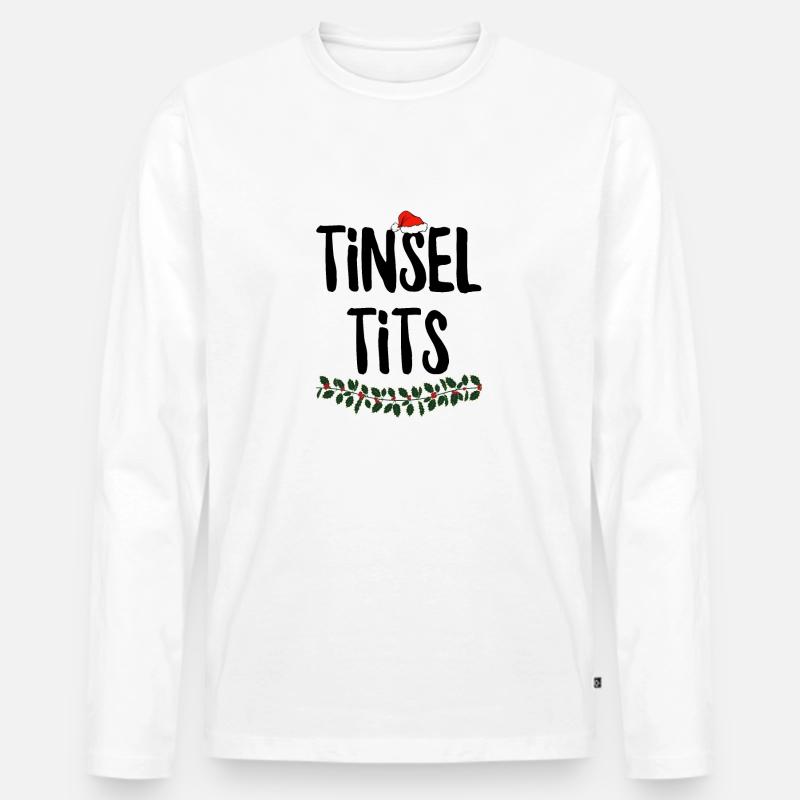 Lametta-Titten - Männer Premium Bio Langarmshirt - Weiß