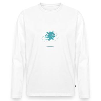 Né pour plonger profondément dans la mer - T-shirt manches longues Premium bio Homme - blanc - Devant - Nico (187cm)