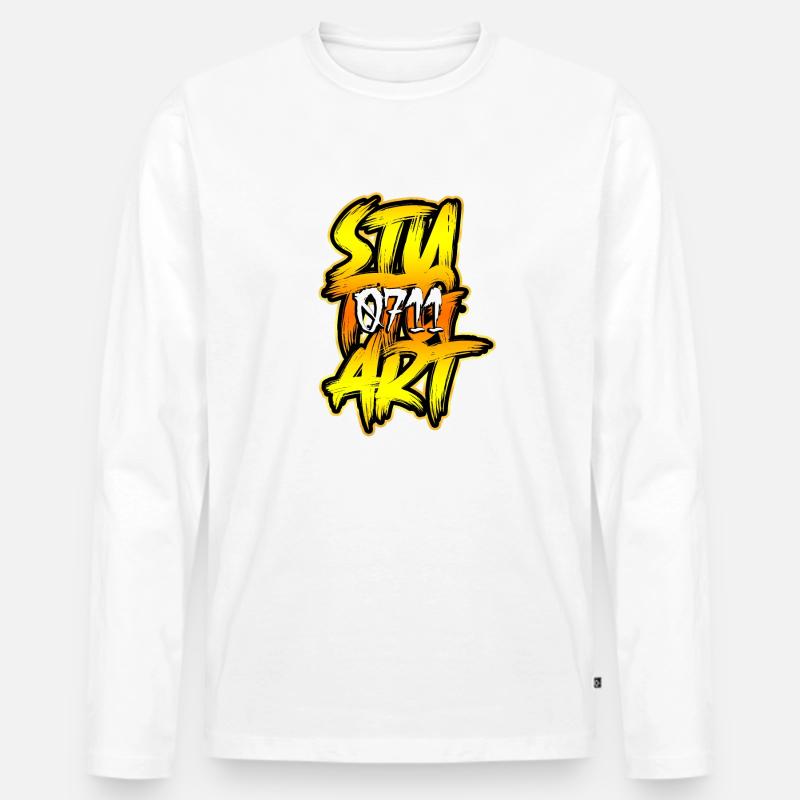 Stuttgart 0711 - Männer Premium Bio Langarmshirt - Weiß