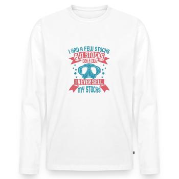 J’avais quelques actions, mais les actions ont plongé. Je - T-shirt manches longues Premium bio Homme - blanc - Devant - Nico (187cm)