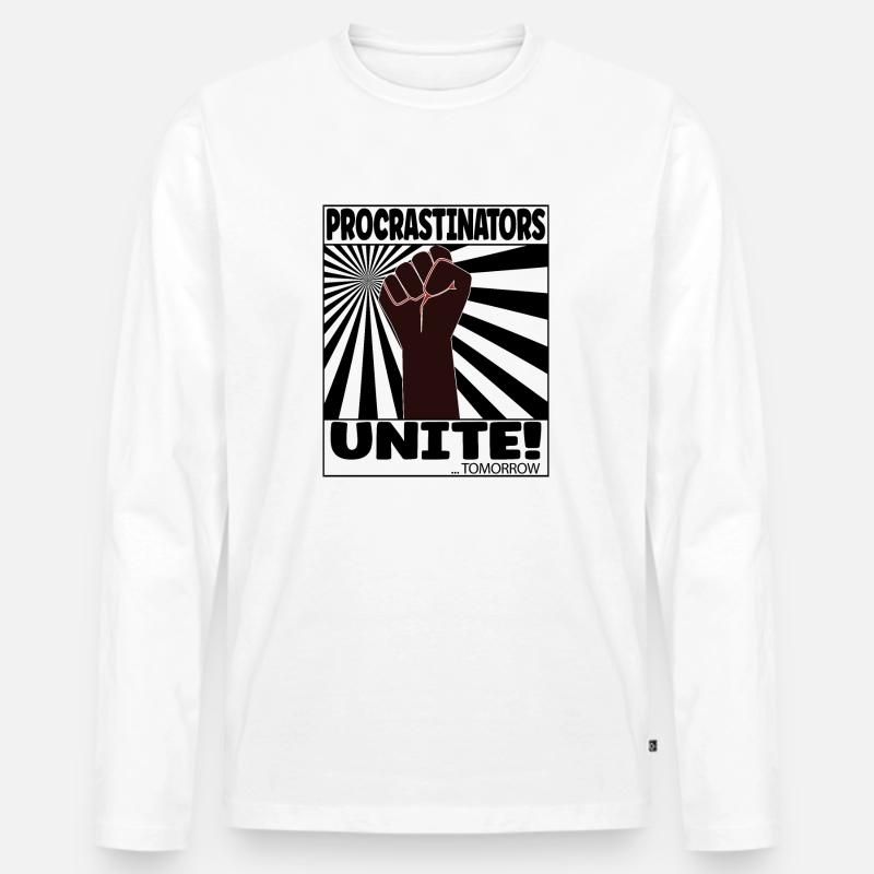 Procrastinators unite - tomorrow - Männer Premium Bio Langarmshirt - Weiß