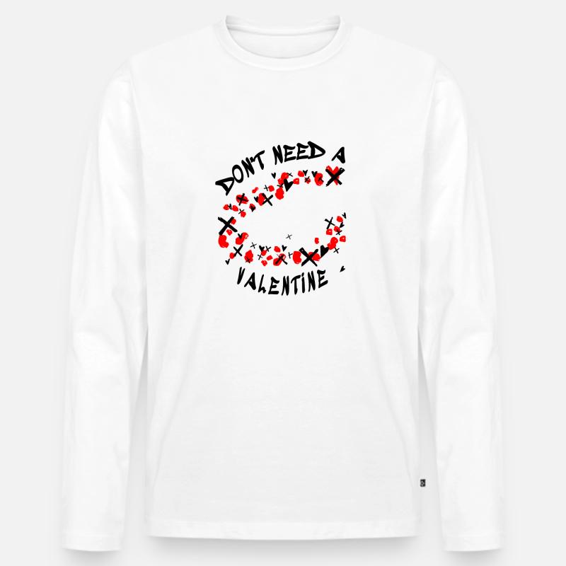 Don't Need a Valentine - Männer Premium Bio Langarmshirt - Weiß