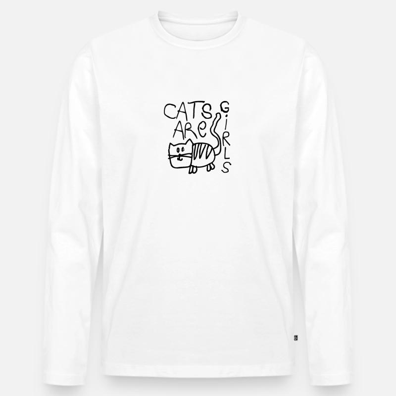 Katzen sind Mädchen - Männer Premium Bio Langarmshirt - Weiß