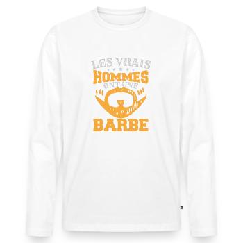 Hommes Ont Une Barbe - T-shirt manches longues Premium bio Homme - blanc - Devant - Nico (187cm)