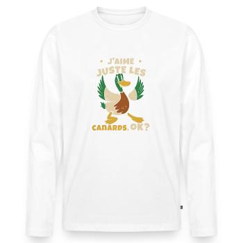 J'aime Juste Les Canards - T-shirt manches longues Premium bio Homme - blanc - Devant - Nico (187cm)