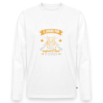 Proverbe drôle sur la chasse au sanglier - T-shirt manches longues Premium bio Homme - blanc - Devant - Nico (187cm)