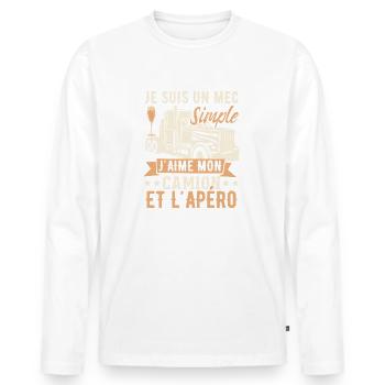 Camionneur | Routier | Poids Lourd | Camion - T-shirt manches longues Premium bio Homme - blanc - Devant - Nico (187cm)