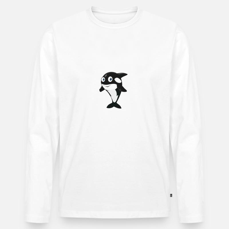 Wal Hallo - Männer Premium Bio Langarmshirt - Weiß